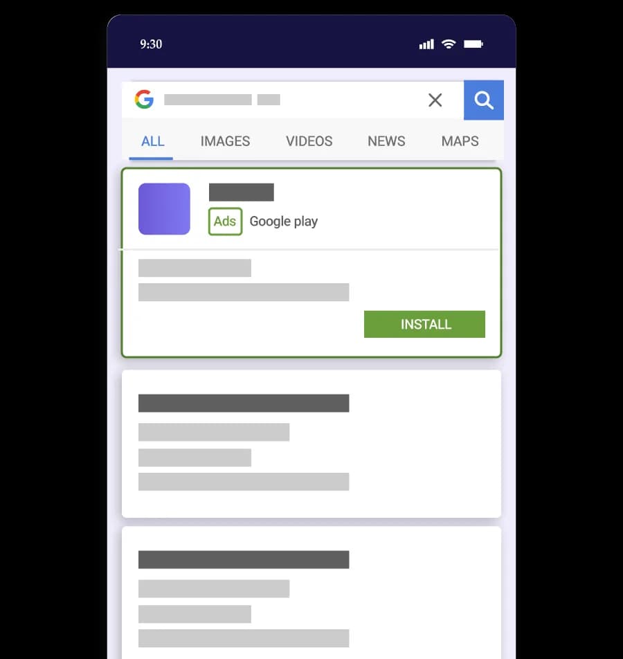 نحوه نمایش تبلیغات اپلیکیشن در گوگل - نمونه 2